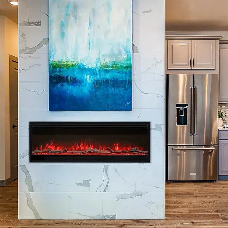 Xemeneia elèctrica de paret negra integrada